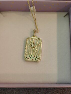 Melinda Maria Pegasus Pendant with chain, NWT, 18k plated gold